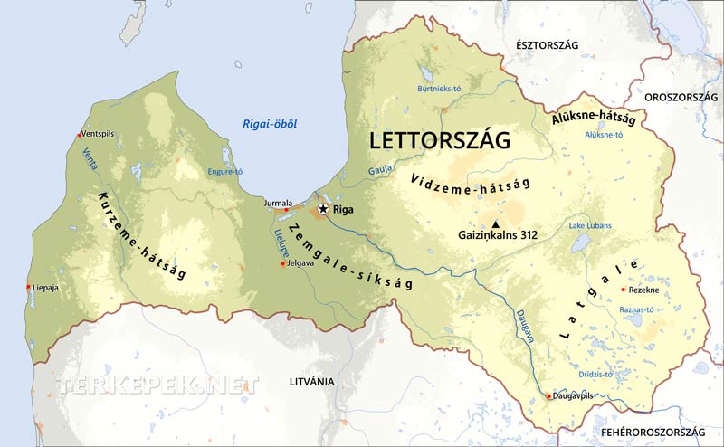 Lettország térkép